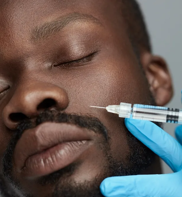 Black man receiving a Daxxify injection